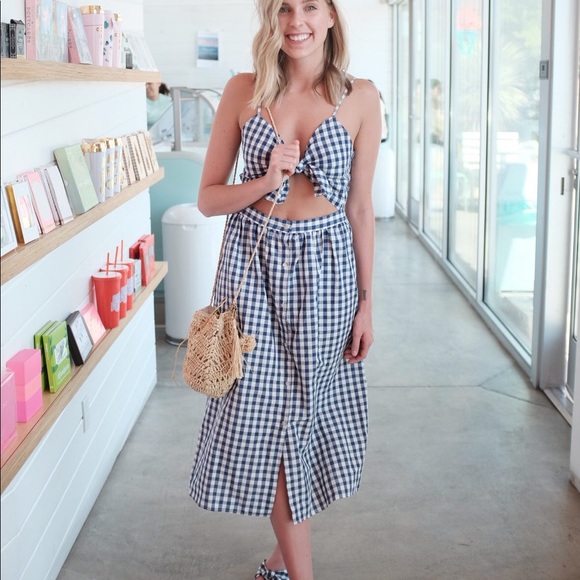 Zara Dresses & Skirts - Zara tie front dress gingham sz Small S blue midi